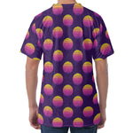 Retrowave Sunset Pattern Print Men's Velvet T-Shirt