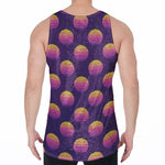 Retrowave Sunset Pattern Print Men's Velvet Tank Top