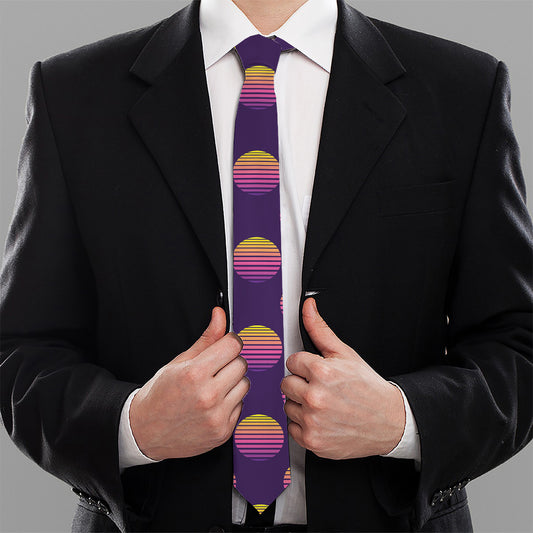 Retrowave Sunset Pattern Print Necktie