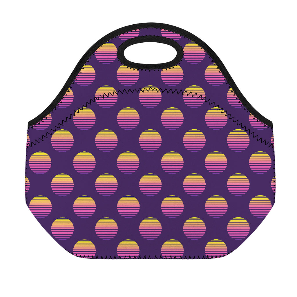 Retrowave Sunset Pattern Print Neoprene Lunch Bag