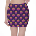Retrowave Sunset Pattern Print Pencil Mini Skirt