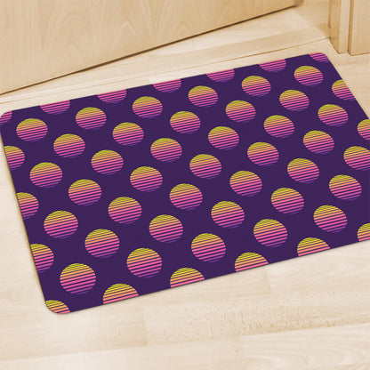 Retrowave Sunset Pattern Print Polyester Doormat