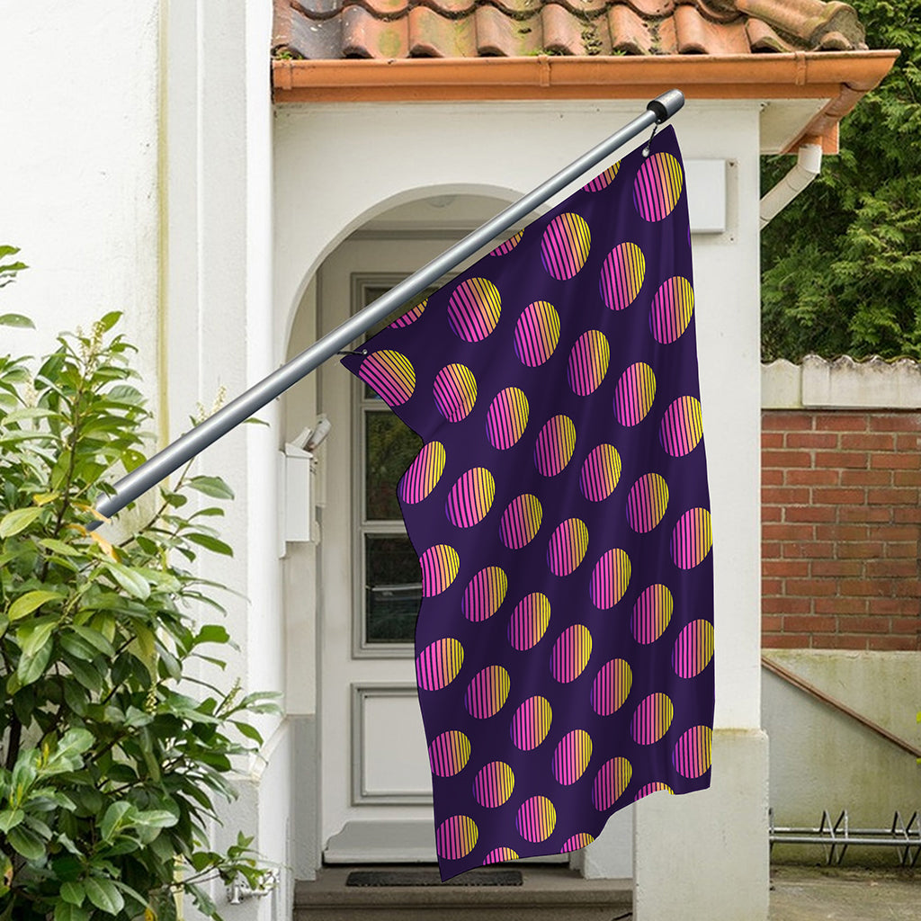 Retrowave Sunset Pattern Print Polyester Flag