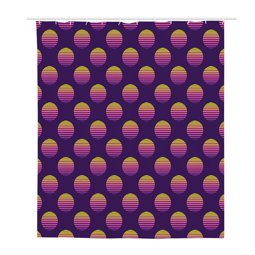 Retrowave Sunset Pattern Print Polyester Shower Curtain
