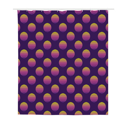 Retrowave Sunset Pattern Print Polyester Shower Curtain