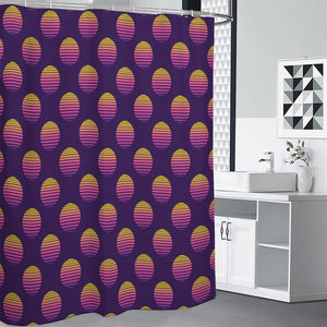 Retrowave Sunset Pattern Print Premium Shower Curtain