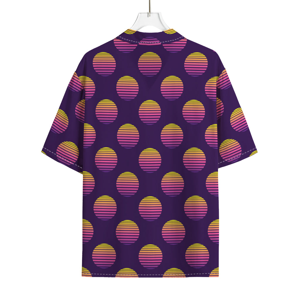 Retrowave Sunset Pattern Print Rayon Hawaiian Shirt