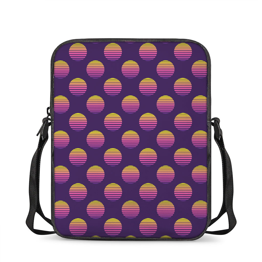 Retrowave Sunset Pattern Print Rectangular Crossbody Bag