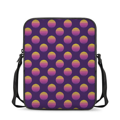Retrowave Sunset Pattern Print Rectangular Crossbody Bag