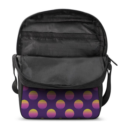 Retrowave Sunset Pattern Print Rectangular Crossbody Bag