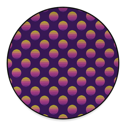 Retrowave Sunset Pattern Print Round Floor Mat