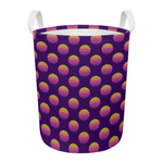 Retrowave Sunset Pattern Print Round Laundry Basket
