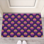 Retrowave Sunset Pattern Print Rubber Doormat
