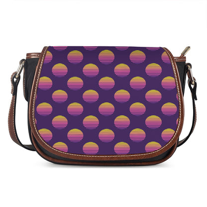 Retrowave Sunset Pattern Print Saddle Bag
