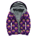 Retrowave Sunset Pattern Print Sherpa Lined Zip Up Hoodie