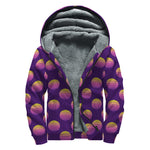 Retrowave Sunset Pattern Print Sherpa Lined Zip Up Hoodie