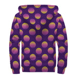 Retrowave Sunset Pattern Print Sherpa Lined Zip Up Hoodie