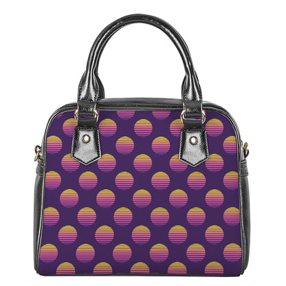 Retrowave Sunset Pattern Print Shoulder Handbag