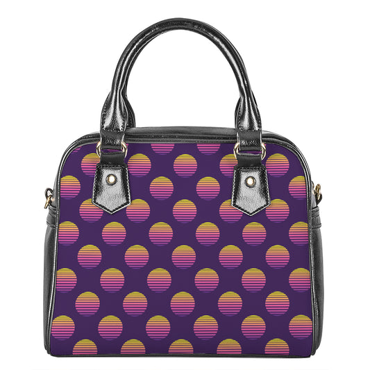 Retrowave Sunset Pattern Print Shoulder Handbag