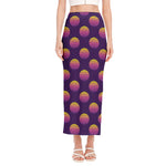 Retrowave Sunset Pattern Print Side Slit Maxi Skirt