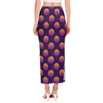 Retrowave Sunset Pattern Print Side Slit Maxi Skirt