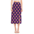 Retrowave Sunset Pattern Print Side Slit Midi Skirt