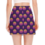 Retrowave Sunset Pattern Print Side Slit Mini Skirt