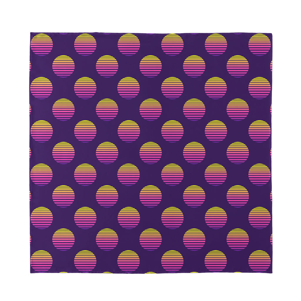 Retrowave Sunset Pattern Print Silk Bandana
