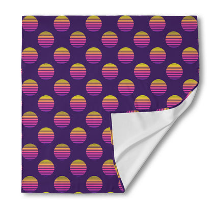 Retrowave Sunset Pattern Print Silk Bandana