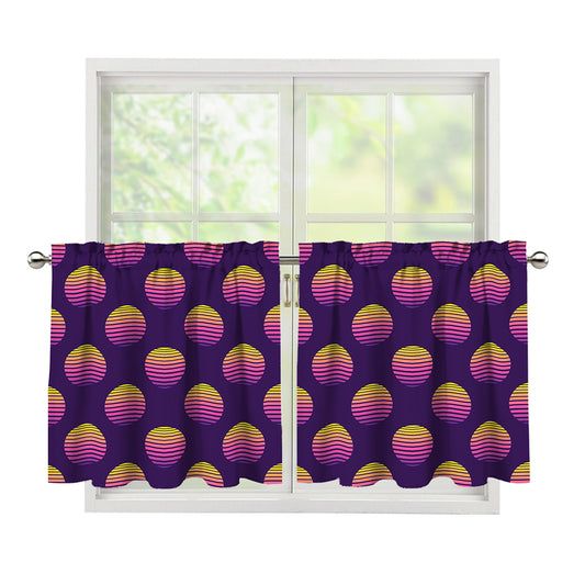 Retrowave Sunset Pattern Print Tier Curtains