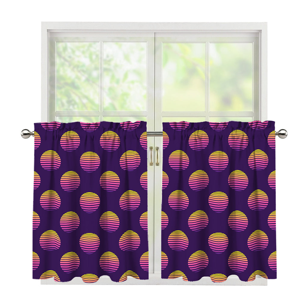 Retrowave Sunset Pattern Print Tier Curtains