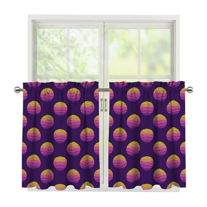 Retrowave Sunset Pattern Print Tier Curtains