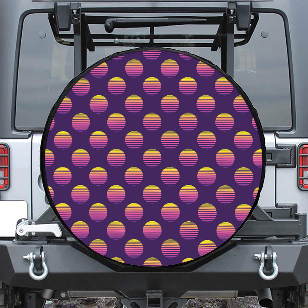 Retrowave Sunset Pattern Print Tire Cover