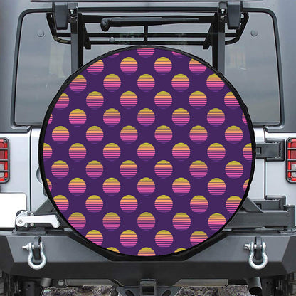 Retrowave Sunset Pattern Print Tire Cover