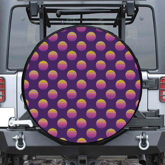 Retrowave Sunset Pattern Print Tire Cover