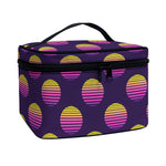 Retrowave Sunset Pattern Print Travel Makeup Bag