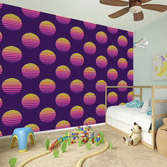 Retrowave Sunset Pattern Print Wall Sticker