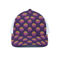 Retrowave Sunset Pattern Print White Mesh Trucker Hat