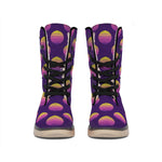 Retrowave Sunset Pattern Print Winter Boots