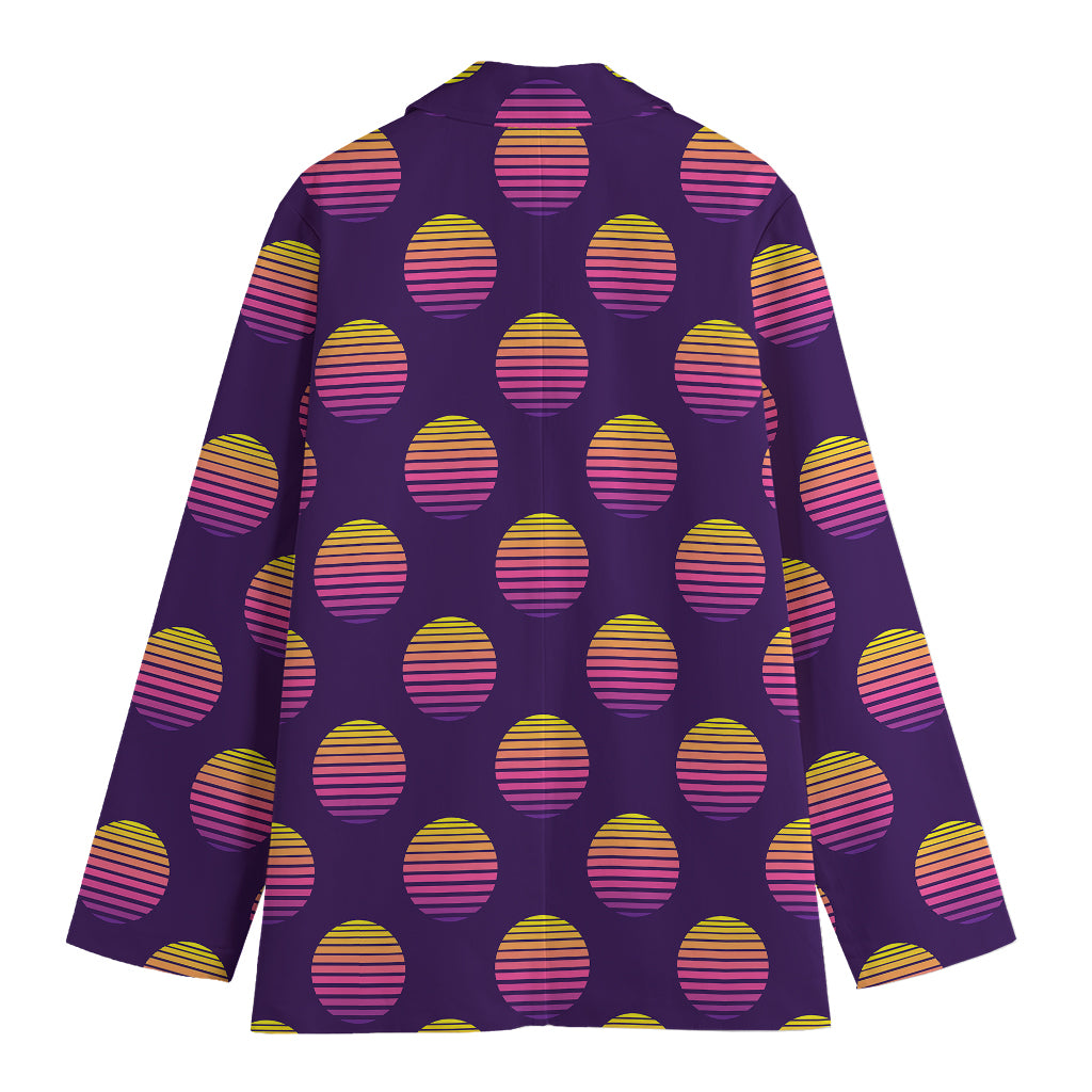 Retrowave Sunset Pattern Print Women's Cotton Blazer