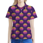 Retrowave Sunset Pattern Print Women's Polo Shirt