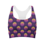 Retrowave Sunset Pattern Print Women's Sports Bra