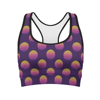 Retrowave Sunset Pattern Print Women's Sports Bra