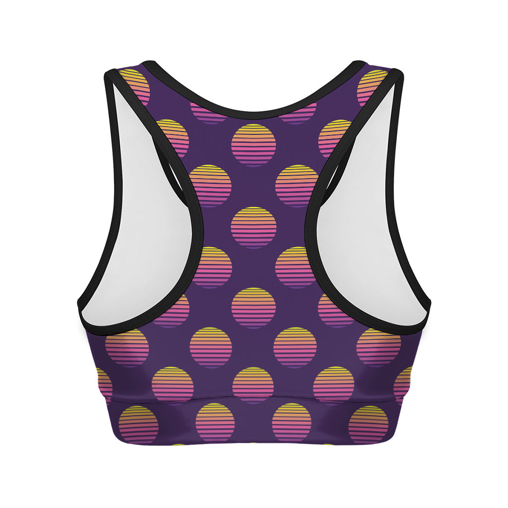 Retrowave Sunset Pattern Print Women's Sports Bra