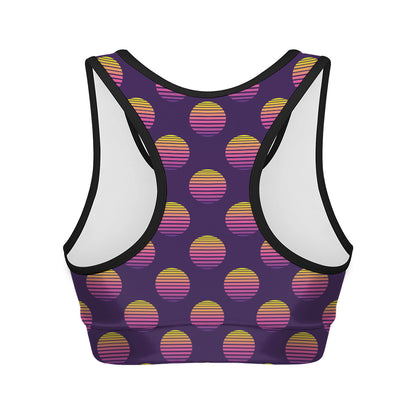 Retrowave Sunset Pattern Print Women's Sports Bra