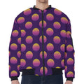 Retrowave Sunset Pattern Print Zip Sleeve Bomber Jacket
