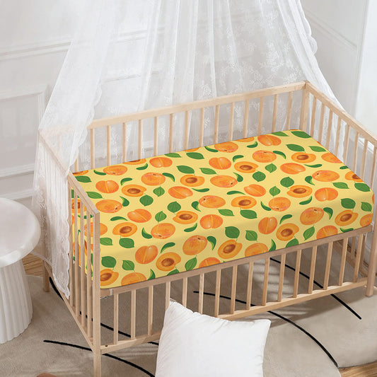 Ripe Apricot Fruit Pattern Print Baby Crib Sheet