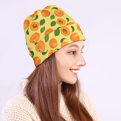 Ripe Apricot Fruit Pattern Print Beanie