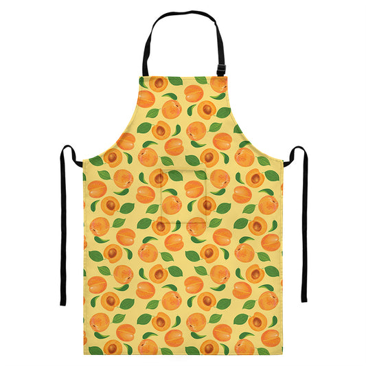 Ripe Apricot Fruit Pattern Print Bib Apron With Pocket