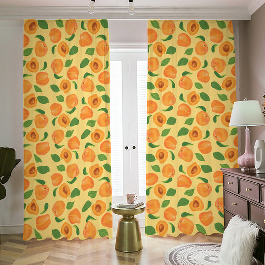 Ripe Apricot Fruit Pattern Print Blackout Pencil Pleat Curtains